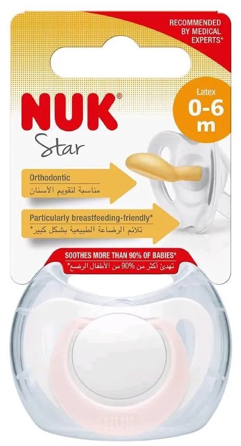 NUK Star baba cumi latex 0–6 h, rózsaszín, vel. 0-6 h