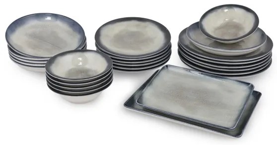 26 részes étkészlet kék/barna/porcelán