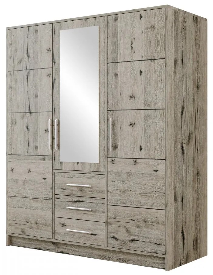 Ruhásszekrény Lenona D3 (szonoma tölgy) (tükörrel). 1105768