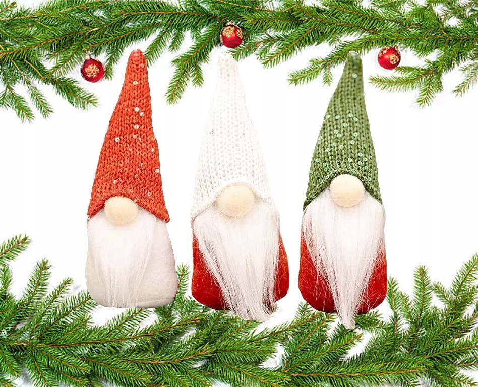 3x Mikulás Karácsonyfa Dekoráció Törpe Manó