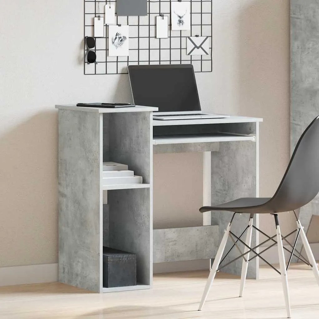 betonszürke forgácslap íróasztal polcokkal 84x40x78 cm