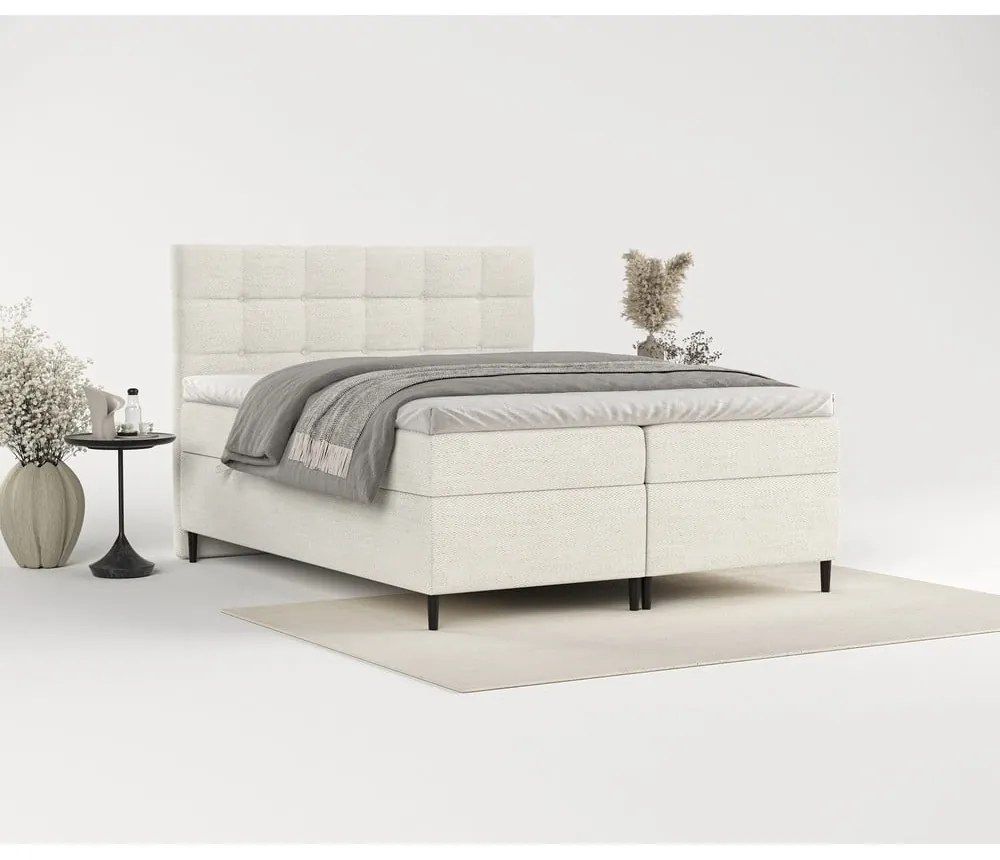 Krémszínű ágyneműtartós boxspring ágy 140x200 cm Urbaneo – Maison de Rêve