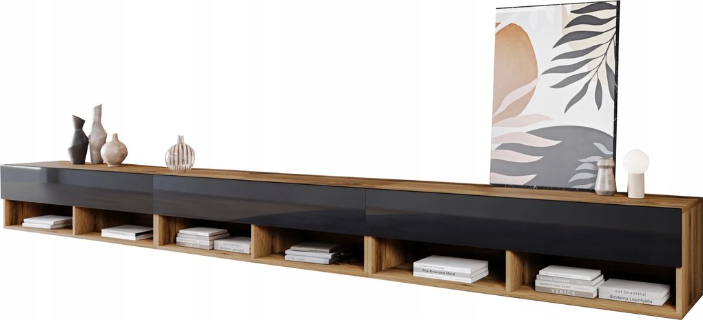 Apollo I modern Tv szekrény, Lowboard 300 cm, Rtv komód