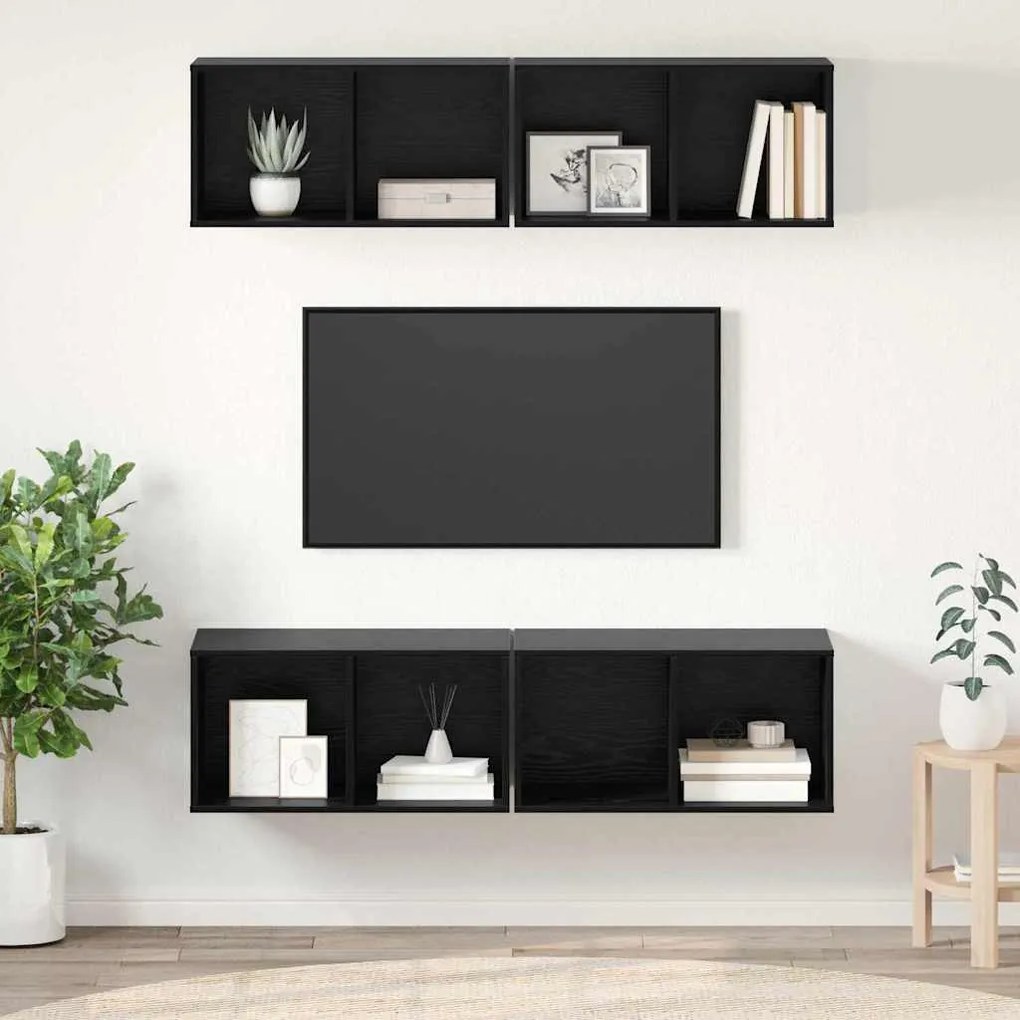 Fali TV Szekrény 4 pcs Musta tammi 37 x 37 x 72 cm Faanyag