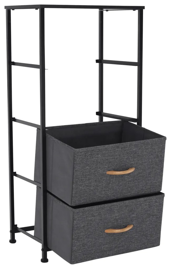 PALMERA szekrény szövet fiókokkal, fekete