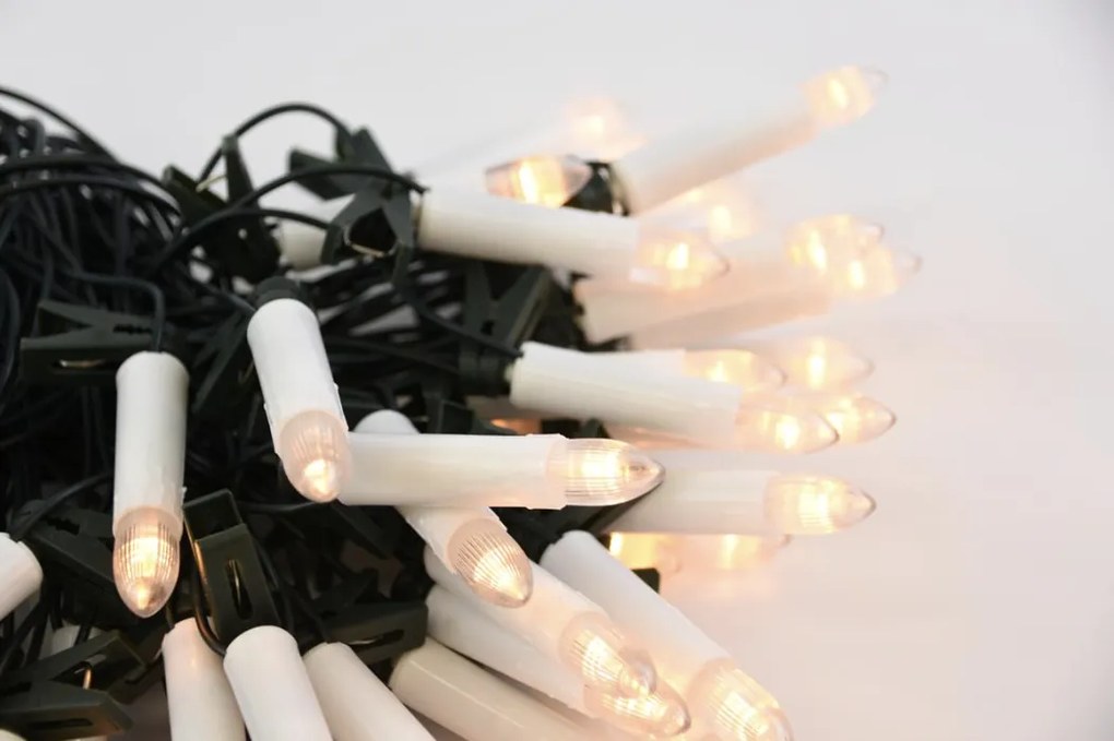 LED karácsonyfa gyertyák 50 LED meleg fehér