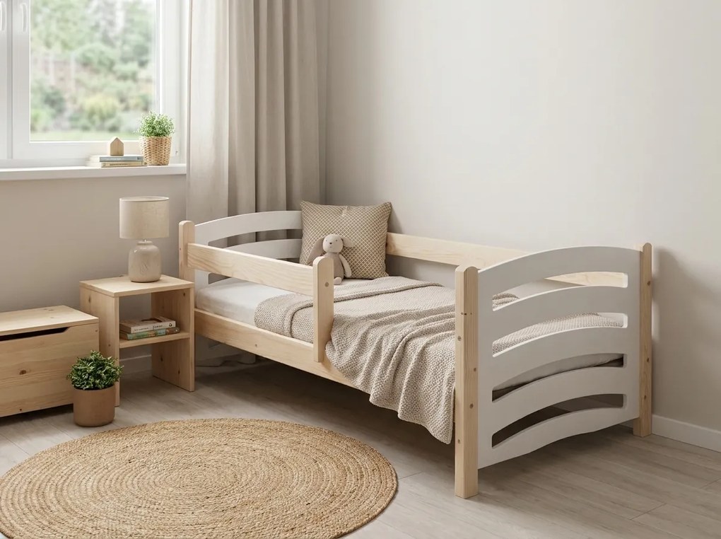 Gyerekágy MELA 80 x 160 cm, fehér–fenyő Ágyrács: Lamellás ágyrács, Matrac: EASYSOFT 10 cm matrac