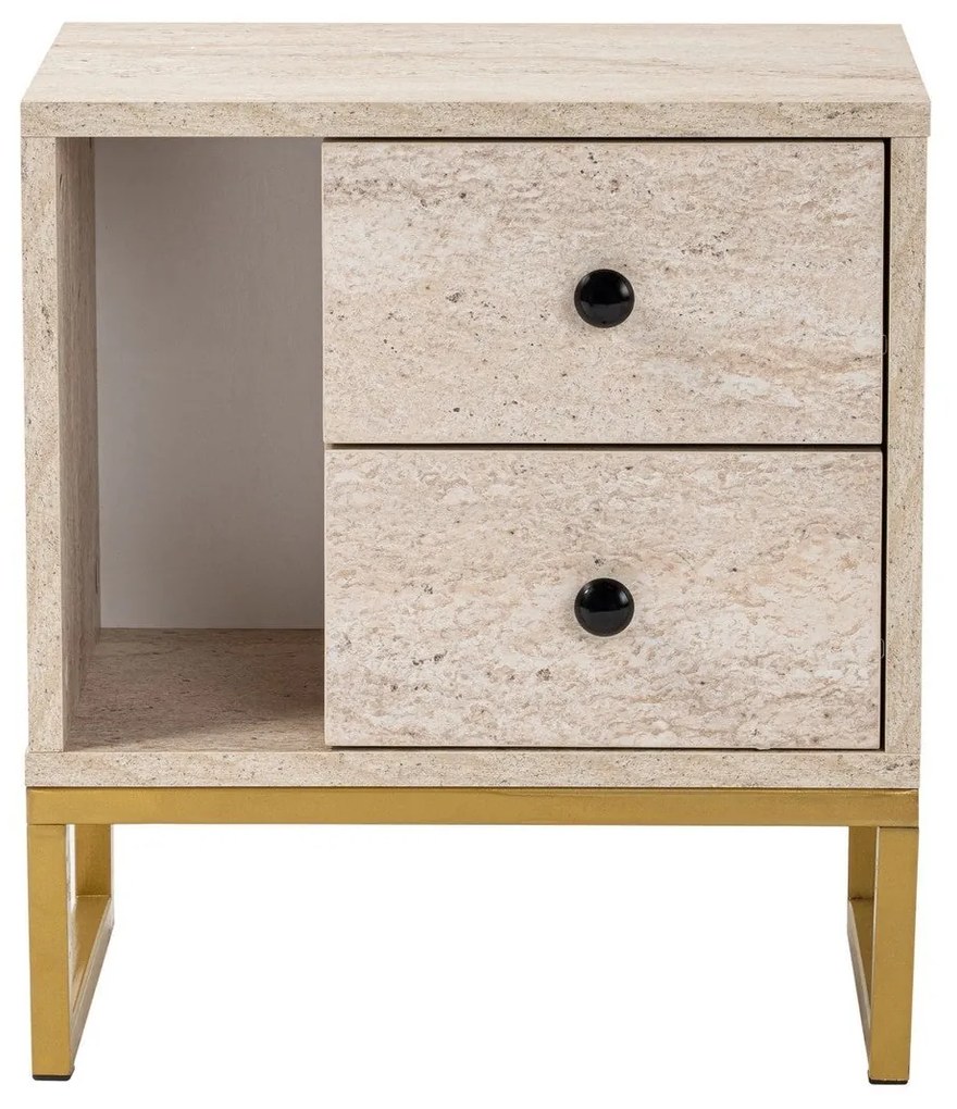 Éjjeliszekrény Glimmer - Travertine, Arany