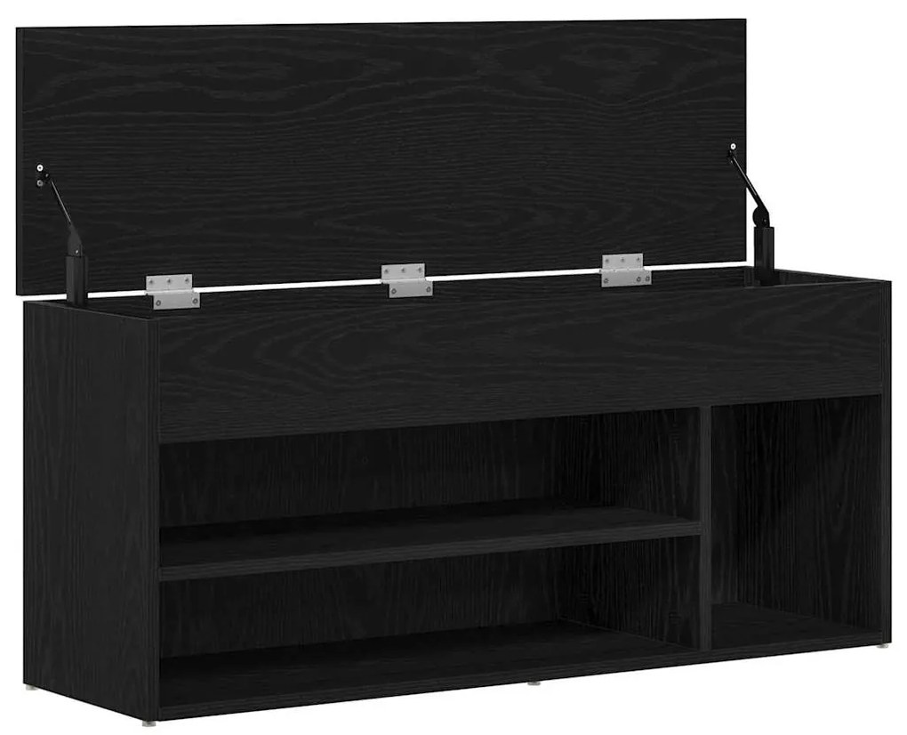 fekete szerelt fa cipőpolc 102x30,5x45 cm