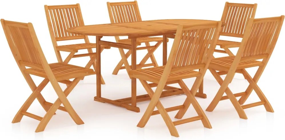 vidaXL 7 részes tömör tíkfa kerti étkezőgarnitúra