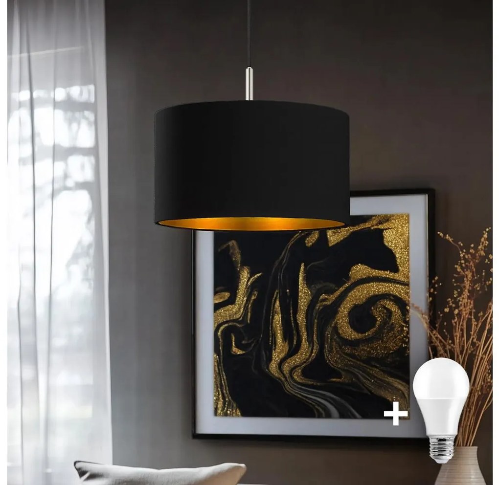 Eglo - LED TUNJA lógó 1xE27/60W/230V fekete kábellel