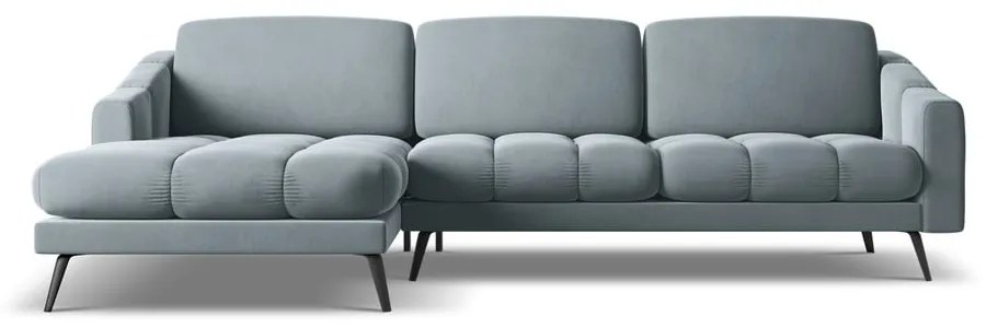 Világoskék bársony sarokkanapé (bal oldali) Nalu – Makamii