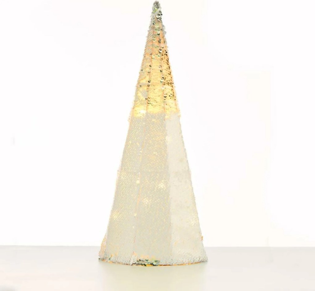 Aca Lighting ezüst fehér díszes kúpfa 20 Ww Led elemes