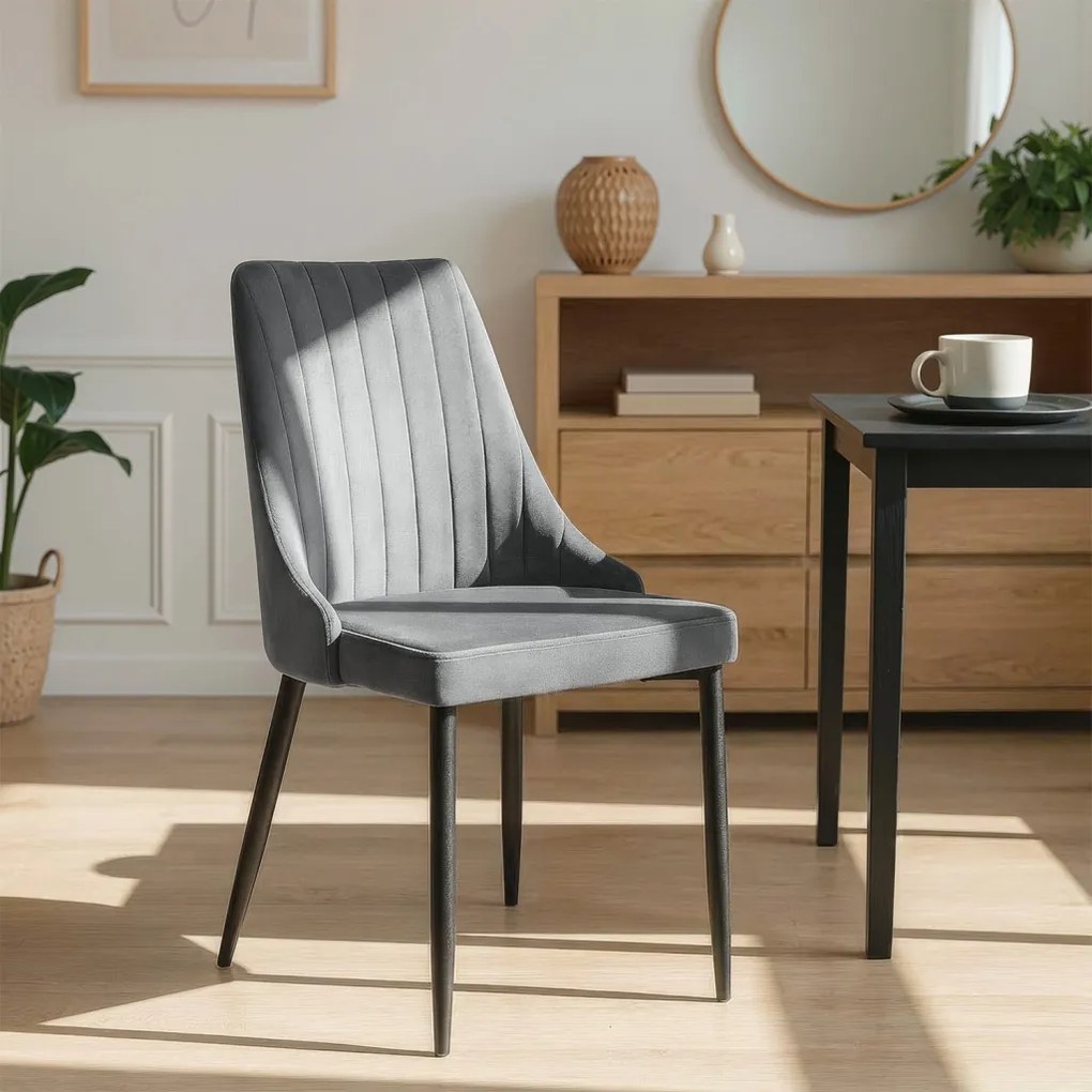 Étkezőszék szürke bársony kárpittal – BARI