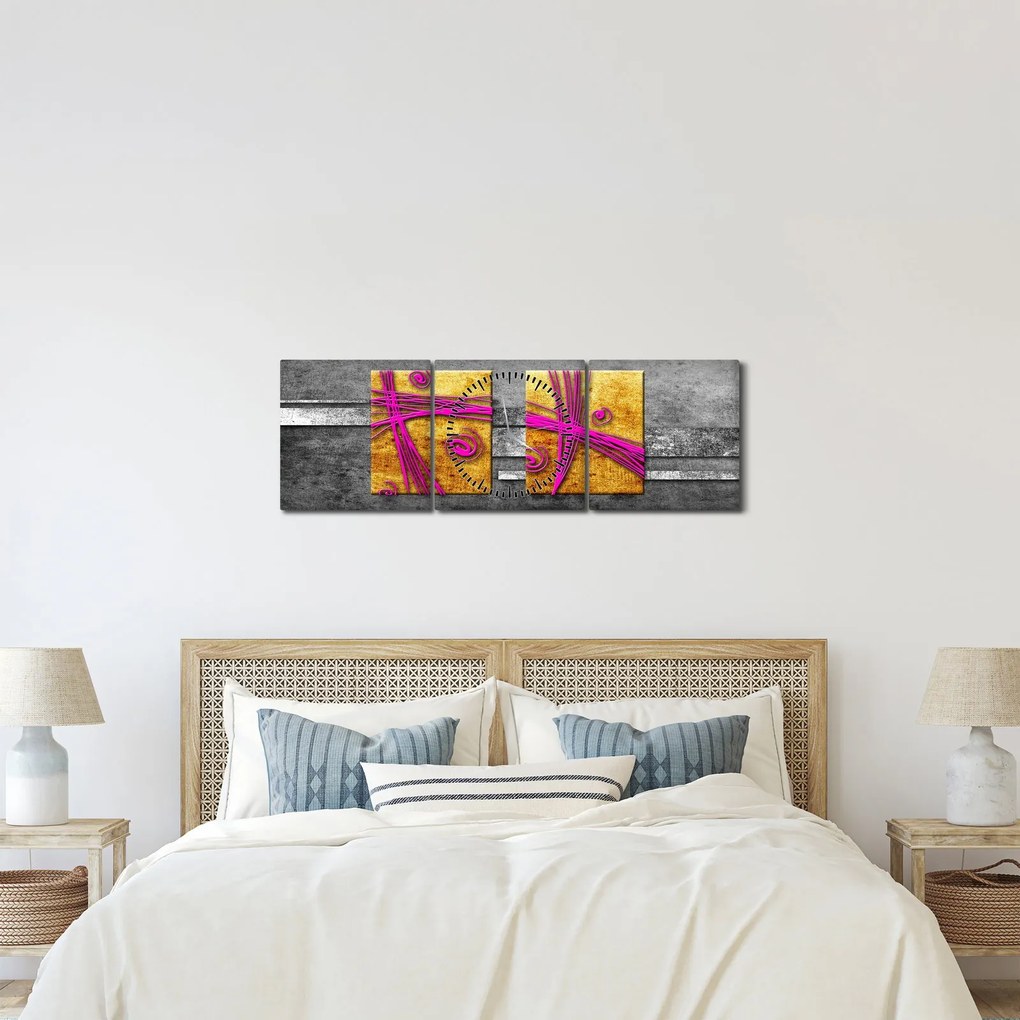 Fekete alapon színes négyzetek képe (órával) (90x30 cm)