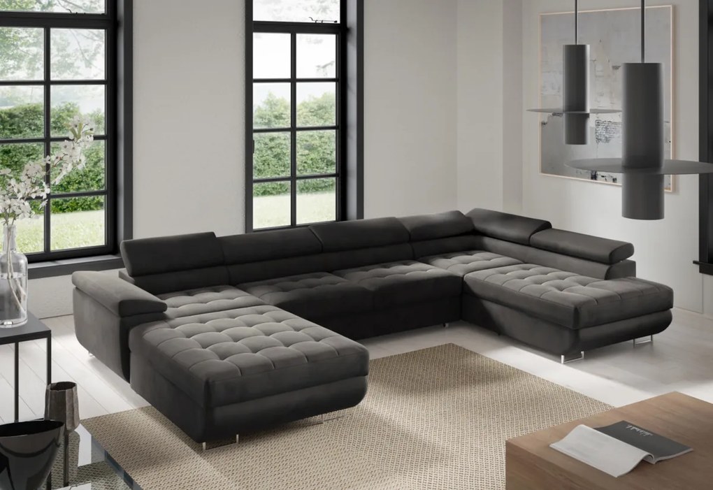 ESMERALDA U alakú ülőgarnitúra, 347x60x203, monolith 37, balos