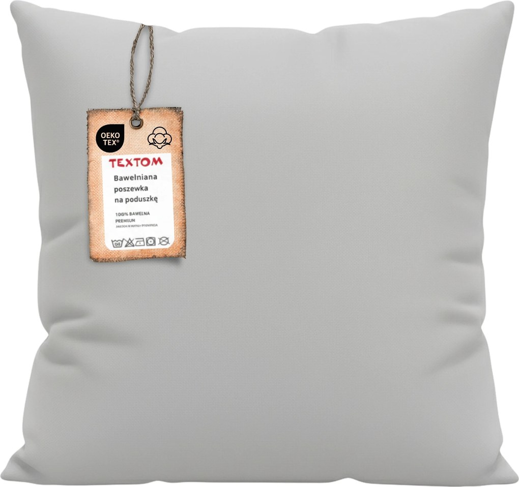 Pamut Párnahuzat 40X40 Világosszürke Szuper Minőség Rejtett Cipzár Lengyel