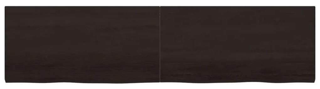 sötétbarna kezelt tömör tölgyfa fali polc 200 x 50 x (2-4) cm