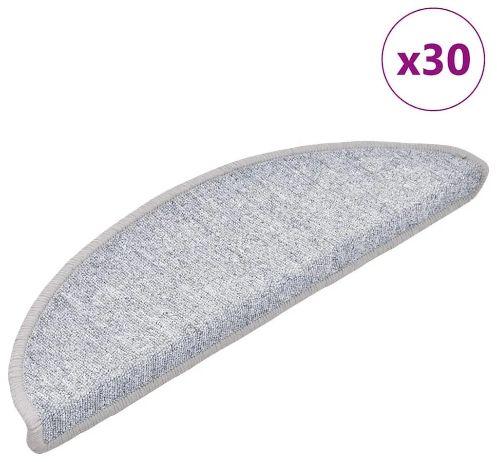 30 db világosszürke lépcsőszőnyeg 56x17x3 cm