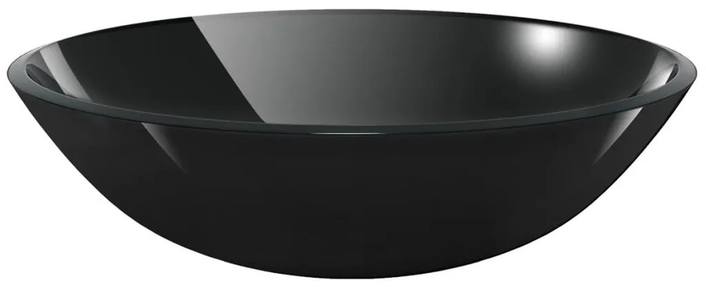 vidaXL 42 cm-es edzett üveg mosdókagyló fekete