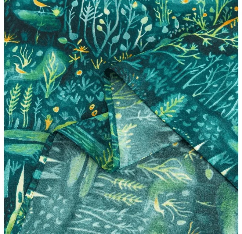 Mikroszálas lepedő 140x240 cm és párnahuzat 50x70 cm NEON FOREST, színes