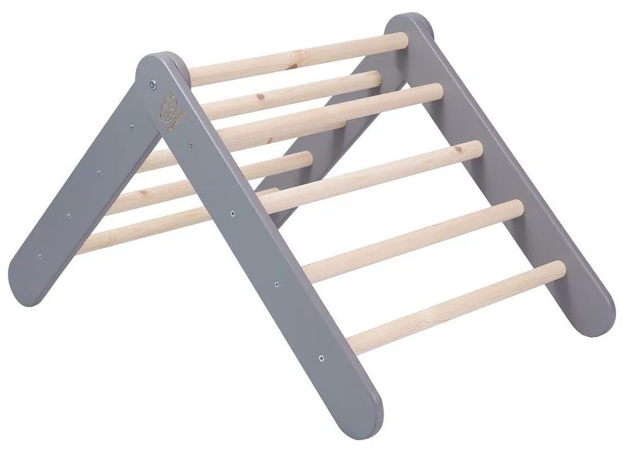 Szürke-natúr színű borovi fenyő pikler háromszög 265x61x60 cm Montessori – Meowbaby