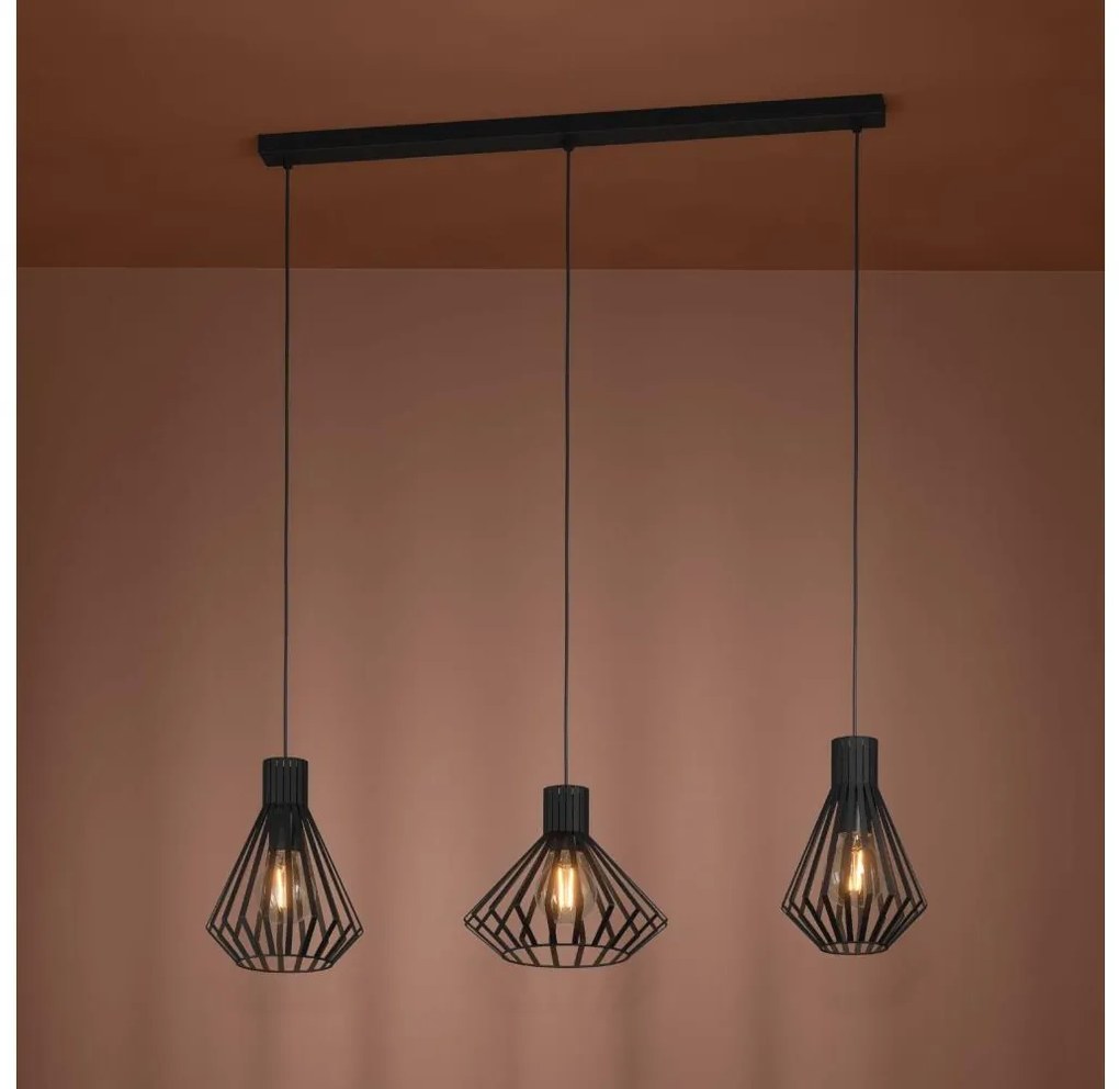 Eglo 390125 - Csillár zsinóron BASIDANO 3xE27/40W/230V fekete