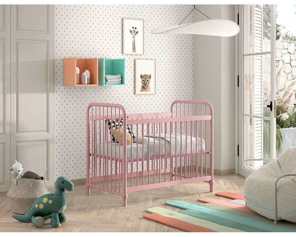 Rózsaszín fém babaágy 60x120 cm BRONXX – Vipack