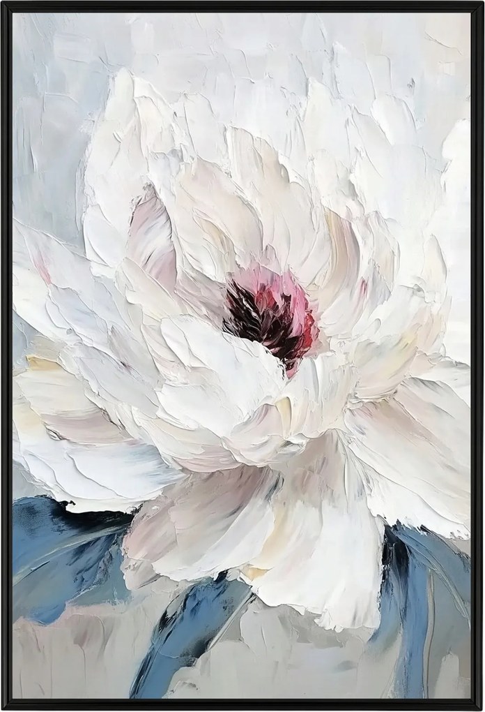 Poszter Keret Alumínium Természet Makro Kert Növény Fehér Virág Peónia 40x60