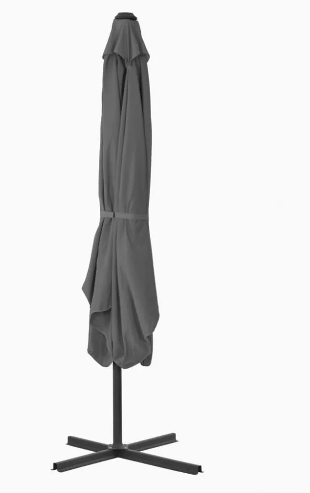 antracitszürke kültéri napernyő acélrúddal 250 x 250 cm