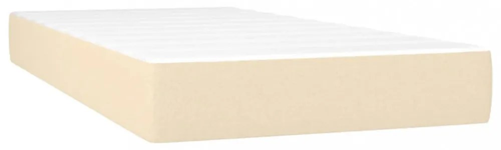 krémszínű szövet rugós és LED-es ágy matraccal 80 x 200 cm