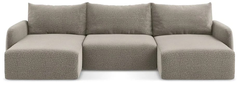 Bézs kinyitható-tárolóhelyes sarokkanapé Kalena – Makamii