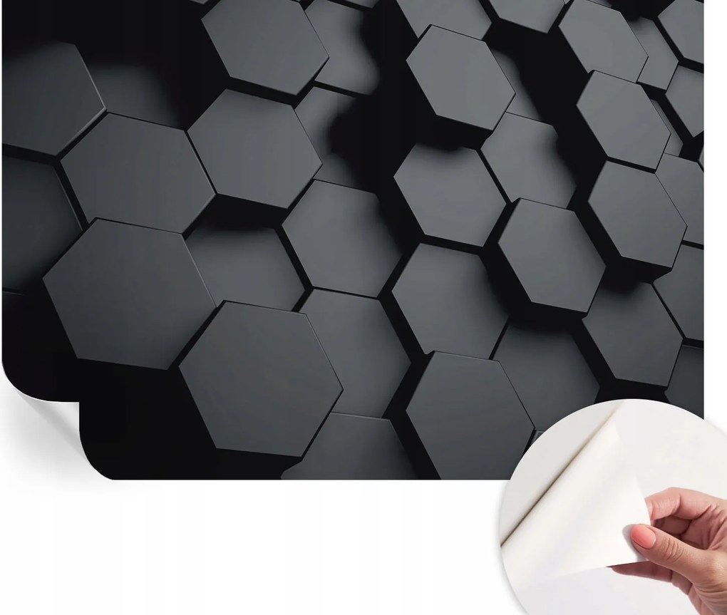 Mosható öntapadós fotótapéta étkezőbe Hatszögletű 3D 152x104 cm