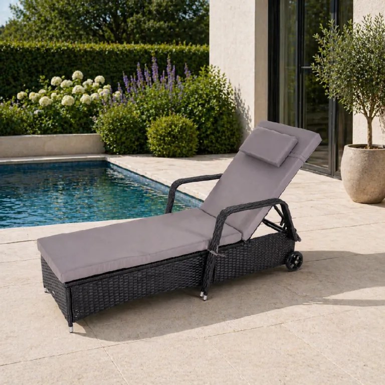 Furnigo Verano kerti napozóágy fekete - antracit párna