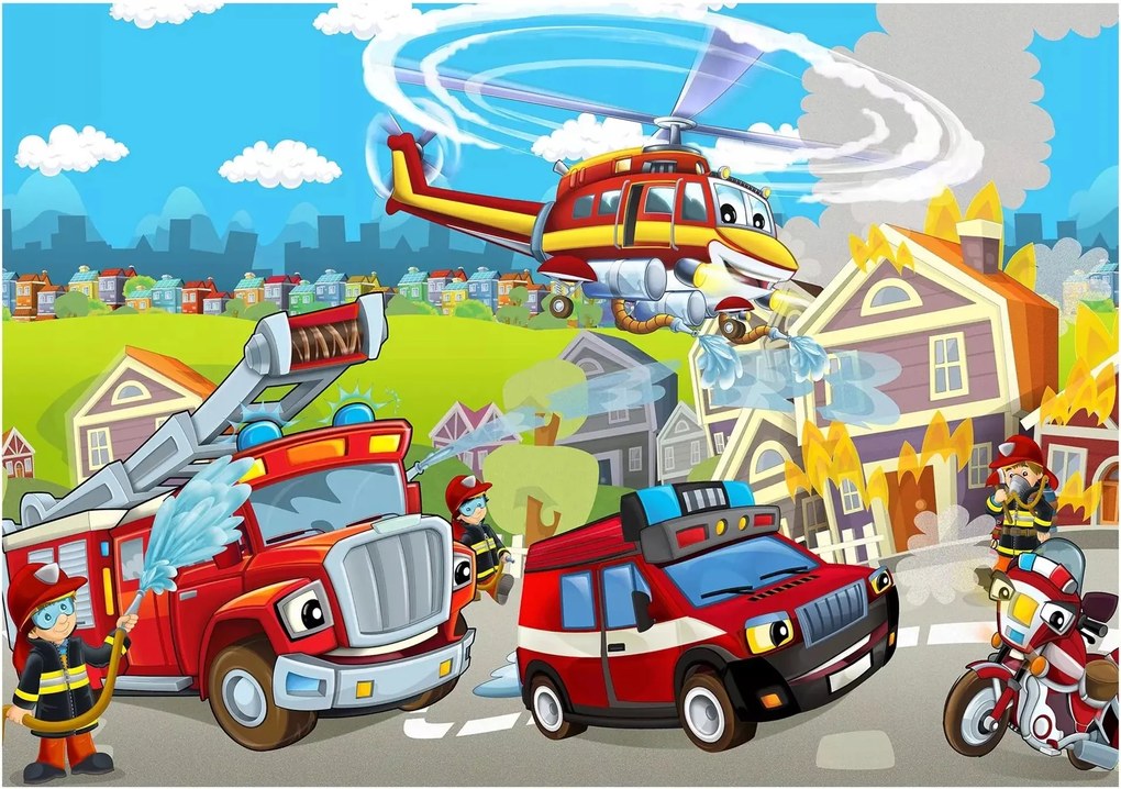 Fotótapéta gyerekeknek tűzoltóautó 254 x