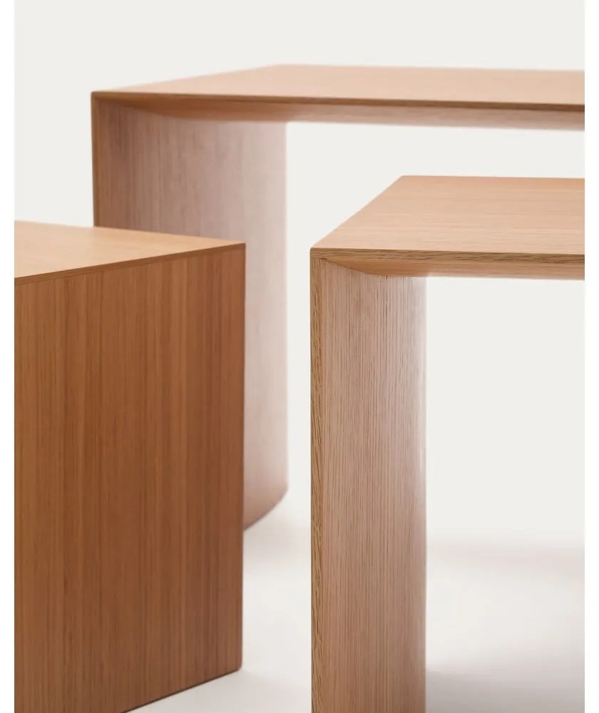 Tárolóasztal szett tölgyfa dekorral 3 db-os 40x60 cm Litto – Kave Home