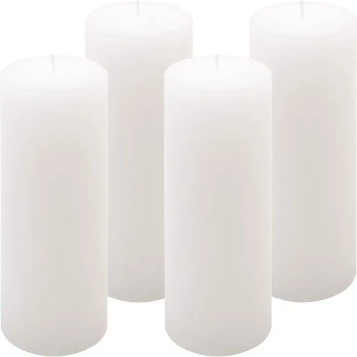 Rusztikus gyertya készlet  20 cm Ø 7,5 cm 4 db fehér