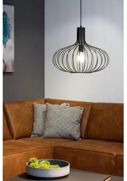 Lucide 78374/50/30 - Függeszték MANUELA 1xE27/60W/230V fekete 50 cm