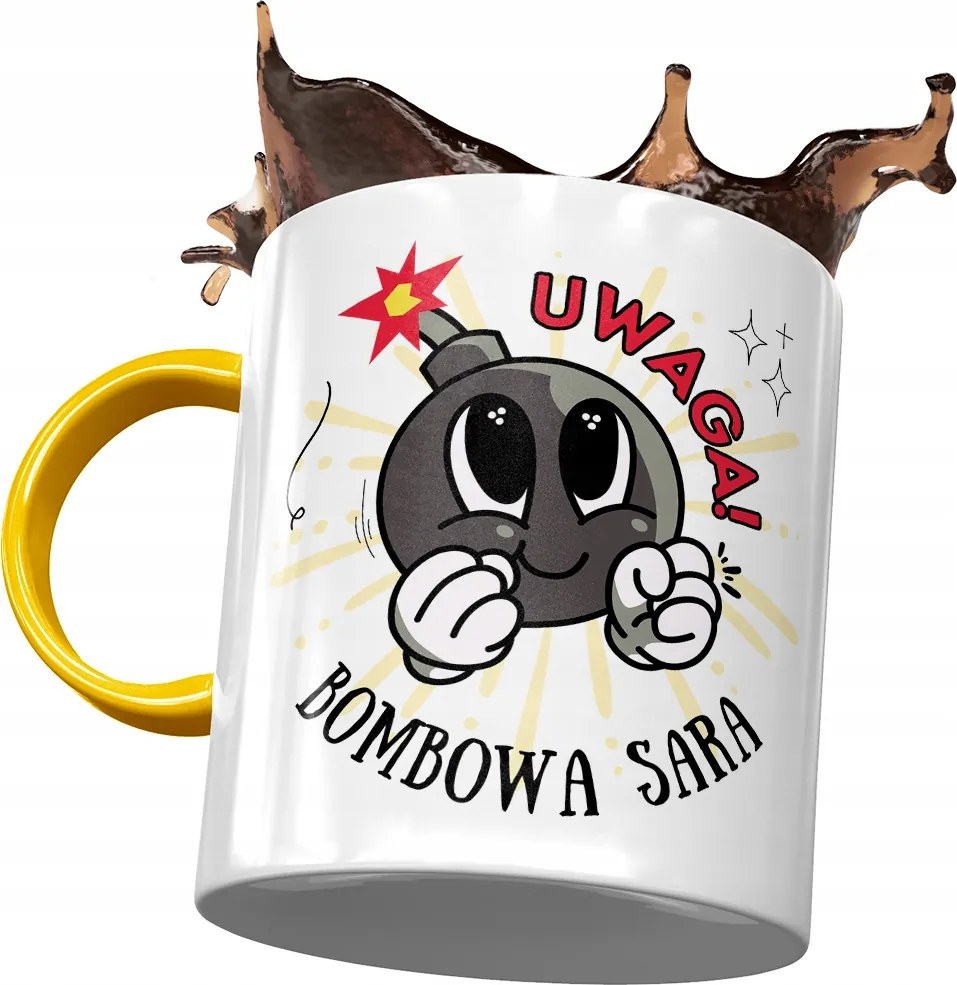 Sárga Bögre Sarah Feleség Barátnő Ajándék Nyomtatott Fotóval