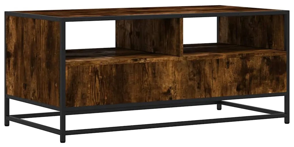 füstös tölgy szerelt fa és fém dohányzóasztal 100 x 50 x 45 cm