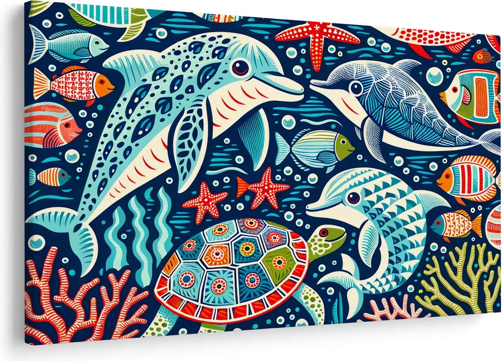 Kép – Rajzolt vízi állatok (90x60 cm)