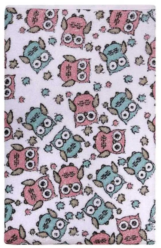 Vízálló froté alátét Akuku 70x50 - fehér rózsaszín bagollyal