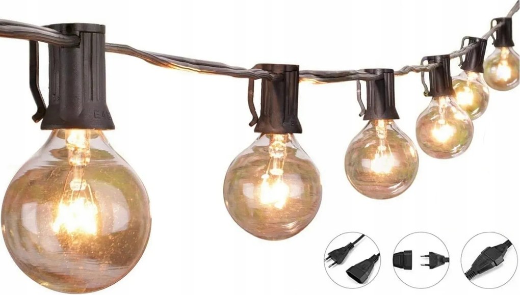 Kerti girland Lámpák Izzók Gömbök 15 m 52 db világító kerti