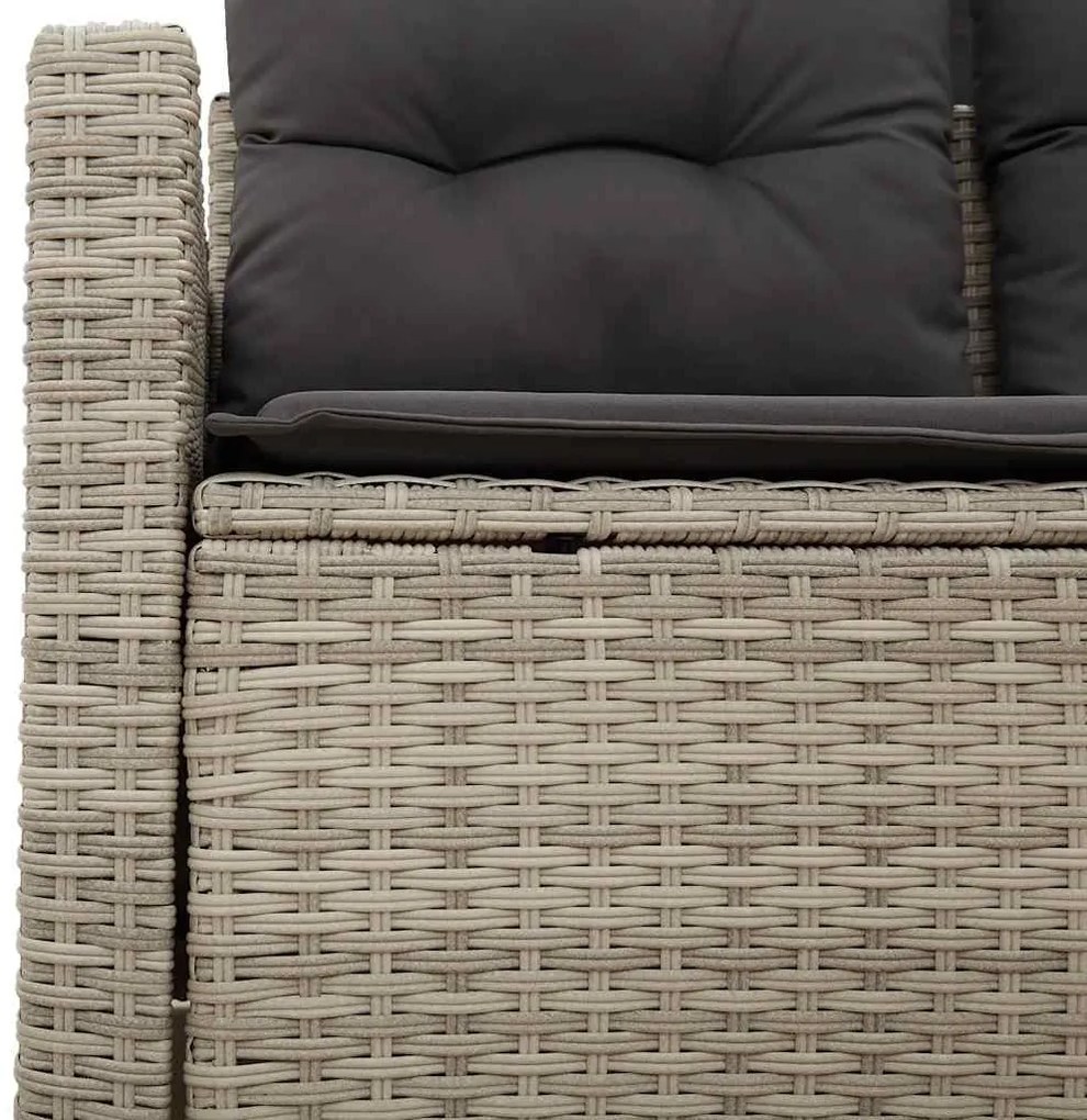 2 személyes világosszürke polyrattan kerti kanapé párnával