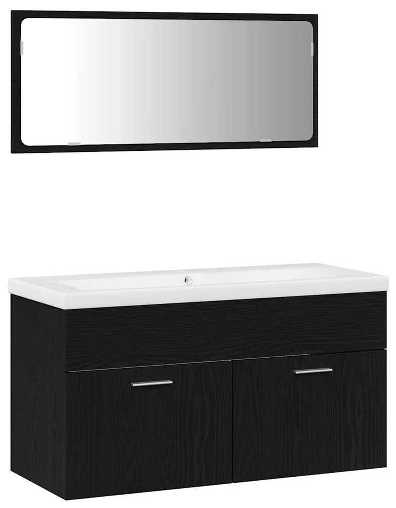 Fürdőszoba bútor szett 3 pcs Fekete tölgy 90 x 38.5 x 46 cm