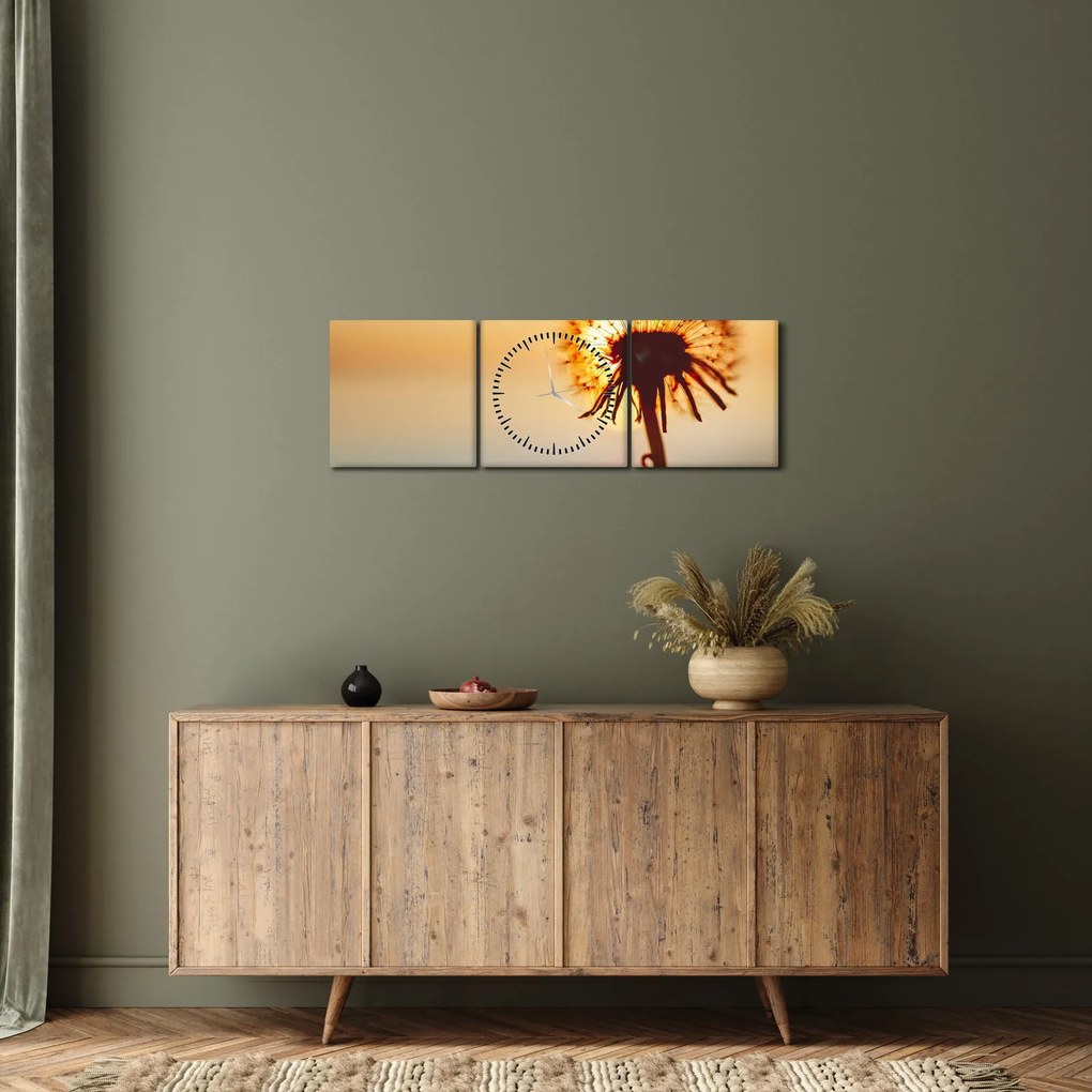 Egy pitypang képe naplementekor (órával) (90x30 cm)