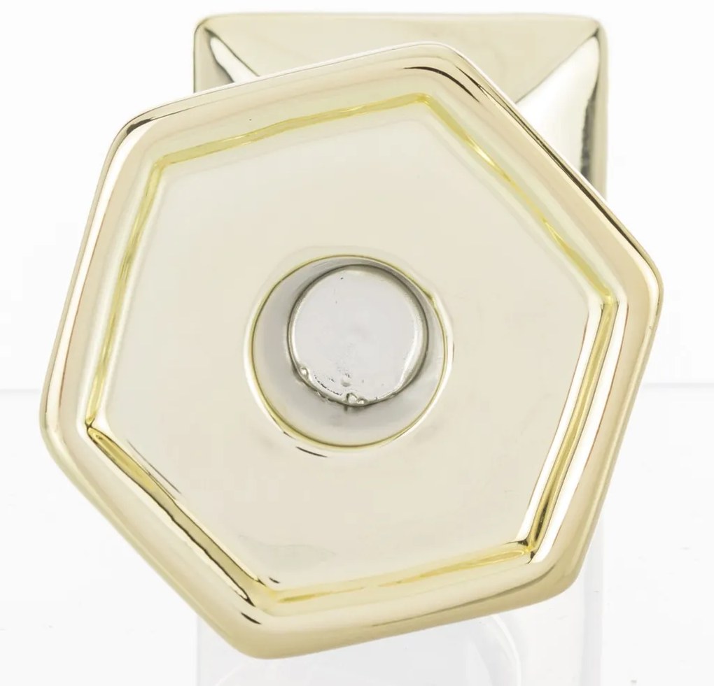 Fekete Porcelán gyertyatartó, Arany 17x7x7cm