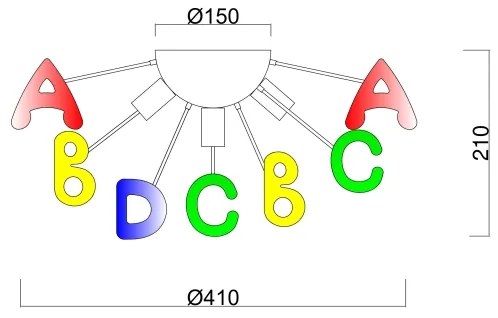 Brilagi - Felületre szerelhető csillár KINDER 5xE14/40W/230V színes