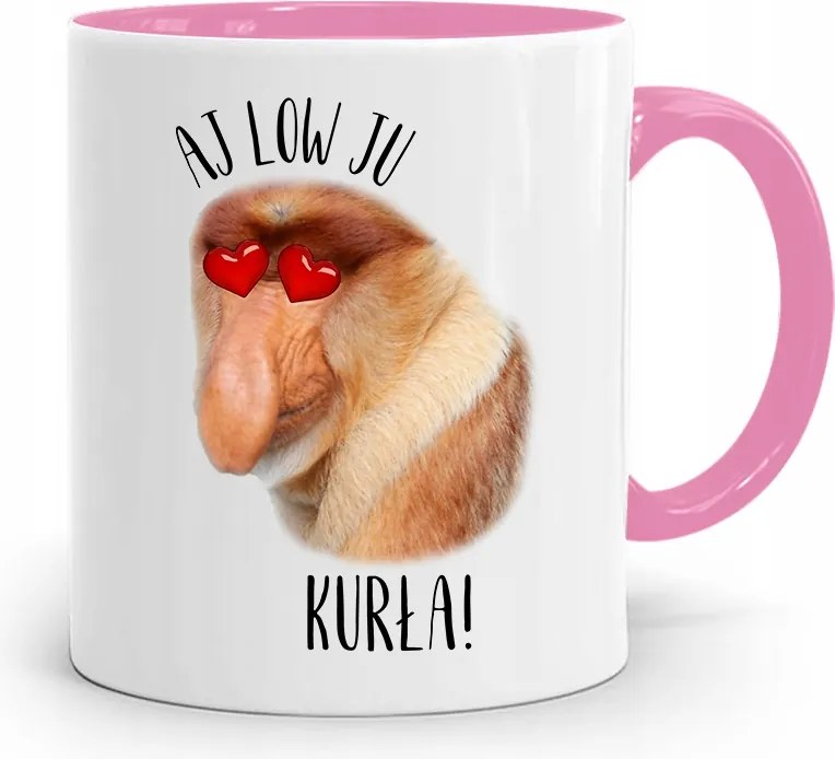 Rózsaszín Bögre Hordozó Janusz Aj Low Ju Tyúk! fényképes nyomattal