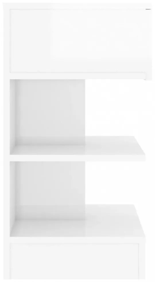 2 db magasfényű fehér éjjeliszekrény 40 x 35 x 65 cm